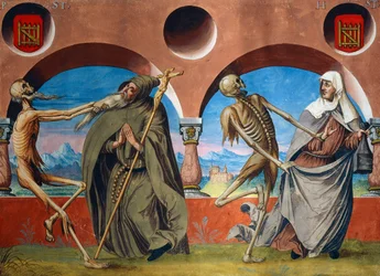 Morte, eremita e Beguine do ciclo de Dança da Morte de Albrecht Kauw