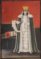 Reine Tamar (Thamar) de Georgie (1160-1213) - Rainha Tamar par Pirosmani (Pirosmanashvili), Niko (1862-1918). Óleo sobre papelão, tamanho : 90x70
