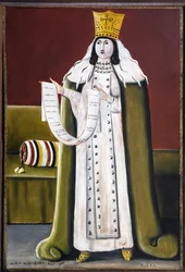 Reine Tamar (Thamar) de Georgie (1160-1213) - Rainha Tamar par Pirosmani (Pirosmanashvili), Niko (1862-1918). Óleo sobre tela de óleo, tamanho : 93,5x65