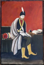 Shota Rustaveli (Rustveli) (1172-1216) par Pirosmani (Pirosmanashvili), Niko (1862-1918). Óleo sobre papelão, tamanho : 105x72