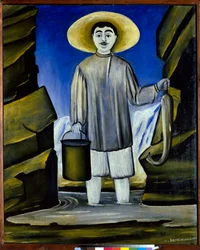 Um pescador entre as rochas