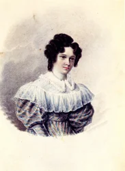 Retrato de Alexandra Ivanovna Davydova 1802-1895, esposa de Decembrist Vasily Davydov, 1830-1839