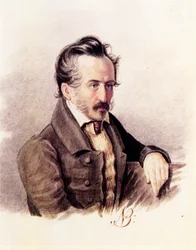 Retrato do conde dezembrista Sergey Volkonsky 1788-1865, década de 1840