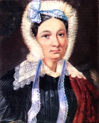 Retrato de Maria Kazimirovna Yushnevskaya 1790-1863, esposa do decembrista Alexander Yushnevsky, 1830-1839
