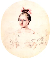 Olga Annenkova de Portrait, filha do dezembrista Iwan Annenkow, 1836