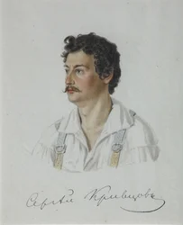 Retrato do dezembrista Sergey Krivtsov 1802-1864, 1828