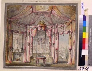 Design de interiores para o boudoir na Casa Count Bezborodko em Moscou, década de 1790