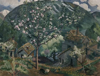 Macieira em plena floração (óleo sobre tela)
