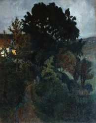 Crepúsculo de outono no jardim