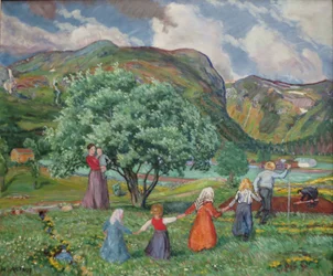 Norueguês Nynorsk:  Vento de verão e crianças a brincar
Norueguês Bokmål:  Vento de verão e crianças a brincar