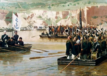 Os russos cruzando o Danúbio em Svishtov em junho de 1877