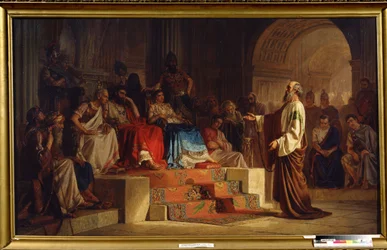 O Julgamento do Apóstolo Paulo. Pintura de Nikolai Kornilovich Bodarevsky (1850-1921). Óleo sobre tela