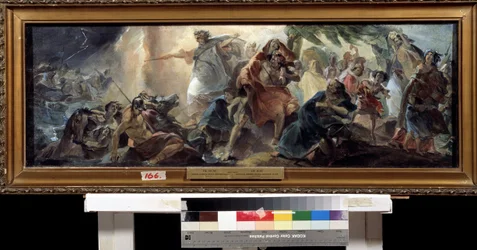 Os judeus cruzando o Mar Vermelho (A travessia dos israelitas do Mar Vermelho). Pintura de Nikolai Nikolayevich Ge (Gay) (1831-1894), óleo sobre tela, arte russa. Museu de Arte do Estado, Kharkiv (Ucrânia).