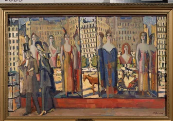 As Janelas de Paris - Pintura de Nikolai Pavlovich Ulyanov (Ulyanov) (1875-1949), óleo sobre tela