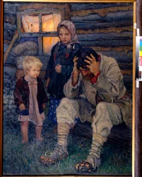 Deuil - Bogdanov-Belsky, Nikolai Petrovich (1868-1945) Mourning Oil on canvas 1909 Museu Regional de Arte, Sumy 141x106