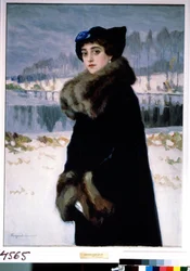 Portrait de la ballerine Lyudmila Mesaksudi Barash (Retrato da bailarina Lyudmila Mesaksudi Barash). Peinture de Nikolai Petrovich Bogdanov Belsky (Bogdanov-Belsky) (Bogdanov Belsky) (Bogdanov-Belsky) (1868-1945). Tempera sur toile
