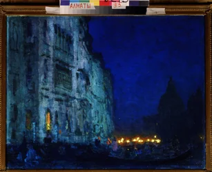 "Nocturno Veneziano" Mondanite nos palácios venezianos da lagoa. Pintura de Nikolai Vasilyevich Dosekin (1863-1935) Museu Estatal de Arte da República do Cazaquistão, Almaty