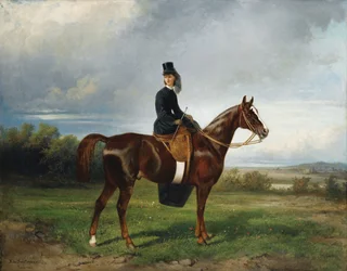 Retrato equestre de Seymourina Poirson, née Cuthbertson, 1863
