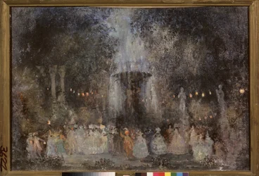 Bola de máscara. Trabalho de Nikolai Nikolayevich Sapunov (Sapunov) (1880-1912), tempera, prata e bronze a bordo