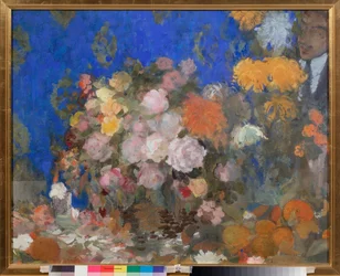 Natureza morte com auto-retrato - Natureza morta com auto-retrato - Oeuvre de Nikolai Nikolayevich Sapunov (Sapounov) (1880-1912), tempera sur carton