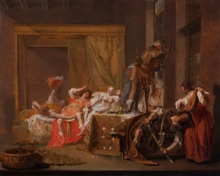 Cena do Casamento de Messalina e Gaius Sillius, c.1645-c.1650 (óleo sobre painel)