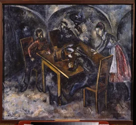 Dans une taverne (Numa taverna) - Peinture de Nikolai Vladimirovich Sinezubov (Nicolas Sinezouboff) (1891-1956), huile sur toile