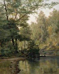 Lago da floresta (pintura a óleo)