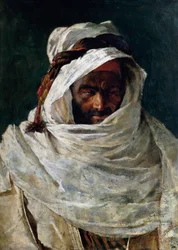 Cabeça de árabe, pintura de Nino Carnevali (1849- depois de 1912)
