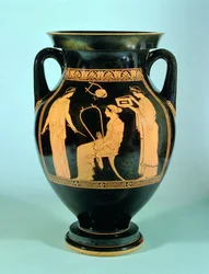 Ânfora ática de figuras vermelhas, 460-50 aC (argila)