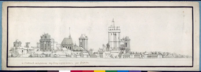 O Chateau de Vincennes (caneta e tinta com lavagem em papel)