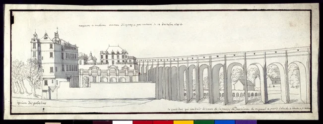 O aqueduto no Arcueil (caneta e tinta com lavagem em papel)
