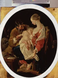 ""A Sagrada Família"" (A Sagrada Família) Pintura de Noel Halle (1711-1781) Museu Hermitage do século XVIII, São Petersburgo