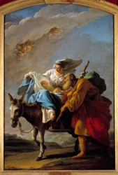 O voo para o Egipto. Pintura por Halle de Natal (1711-1781)