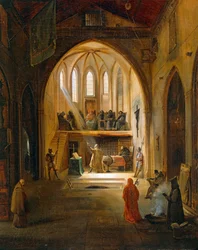 Galileu Galilei perante o Tribunal da Inquisição, pintura de Joseph Clerian (1796-1842), Detalhe