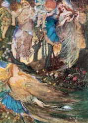Titânia dorme. Sonho de uma Noite de verão - Ato II, Cena 2 (litografia a cores)