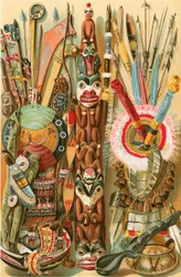 Cultura de mongoloides americanos: armas e desenhos indianos