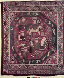Tapete retratando cavaleiros, uma mãe com seu filho e várias outras figuras, 1735 (lã)