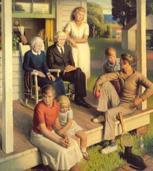 No More Chores, Family on Vacation, c.1935 (óleo sobre tela)