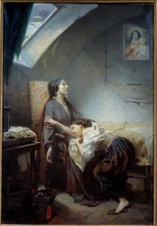 A família infeliz. Pintura de Octave Tassaert (1800-1874) 1849 Sol. 1,15x0,76 m Paris, musee d