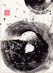 Circle Ink Abstraction 1, 2015 (tinta e cor sobre papel Xuan)