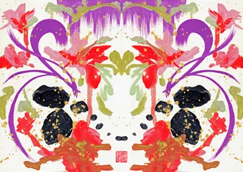 Zen Orange Purple Flowers 2, 2021 (acrílico sobre tela, digital)