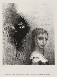 E um pássaro grande, descendo do céu, se lança contra a ponta mais alta de seu cabelo, placa 3 de 10, 1888