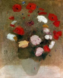 Bouquet com papoilas Pintura por Odilon redon (1840-1916).