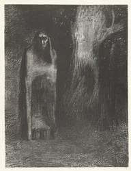 Um homem fica sozinho em uma paisagem noturna L