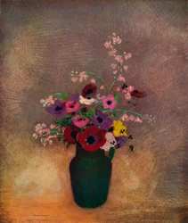 Flores em um vaso verde, c1910