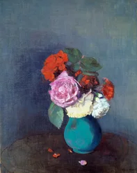 Flores Bouquet de cravos. Pintura por Odilon Redon (1840-1916) 1900 Sol. 0,46x0,38 m Lyon, Musee des Beaux Arts - Flores - Bouquet de cravos. Pintura de Odilon Redon (1840-1916)