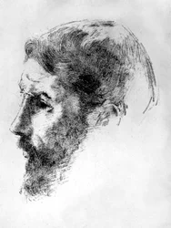 O pintor francês Pierre Bonnard (1867-1947) em 1902, litografia de Odilon Redon