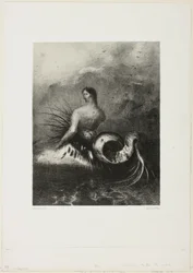 Sereia saindo das ondas, vestida de chamas, placa 4 de 8 de "Les Origines"