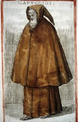 Ordem religiosa: Capuchinho. Gravura do século XVI.