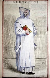 Ordem religiosa: Carthusian. Gravura do século XVI.